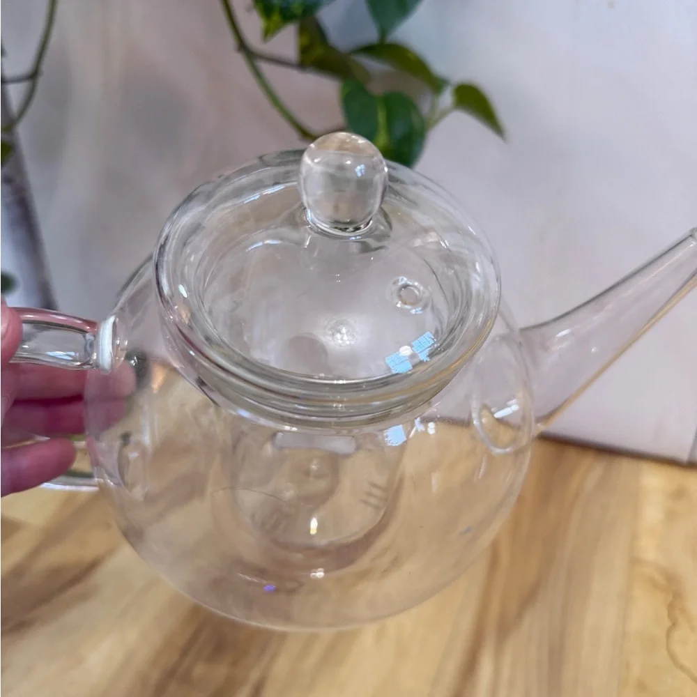 Elegant Clear Glass Teapot with Lid